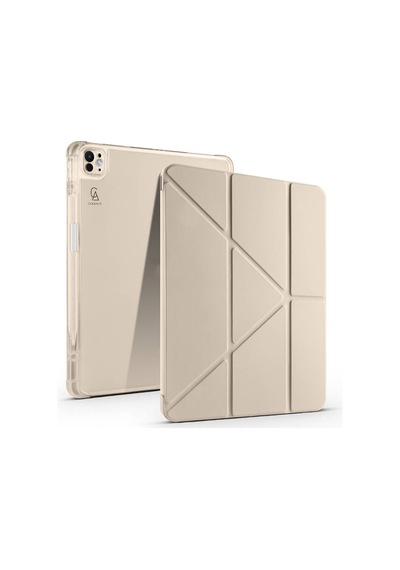 Apple Uyumlu iPad Pro 13 İnç 2024 M4 A2925-a2926 Kılıf 3 Farklı Stand Kalemlikli Tri Folding Tablet Kılıfı