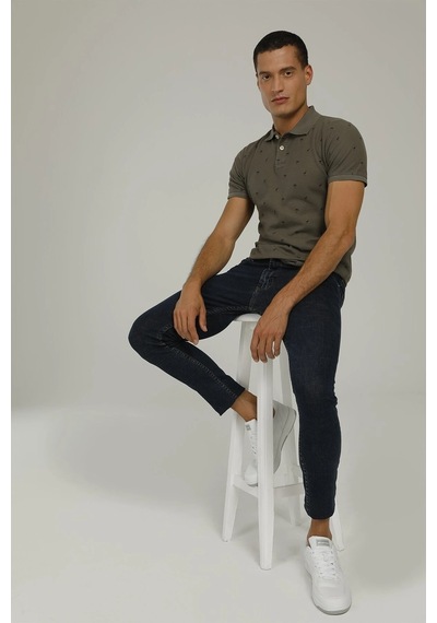 22971-men Poloshırt K.hak Haki Erkek Kısa Kol T-shirt Siyah