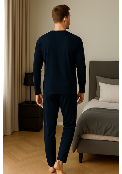 Mutlu City Erkek İnterlok Rahat Kalıp Sıfır Yaka Pamuk Pijama Takımı 6772 Lacivert-haki Mutlu City Erkek İnterlok Rahat Kalıp Sıfır Yaka Pamuk Pijama Takımı 6772 Lacivert-haki