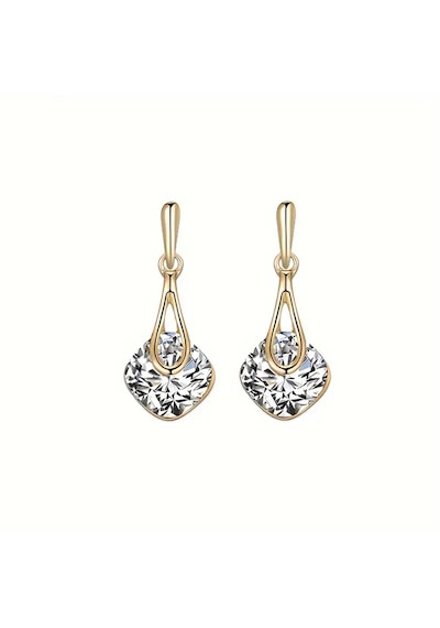 Moda Zarif Kolye, Küpe Swarovski Taşlı Set, Sevgililer Günü Altın - Beyaz