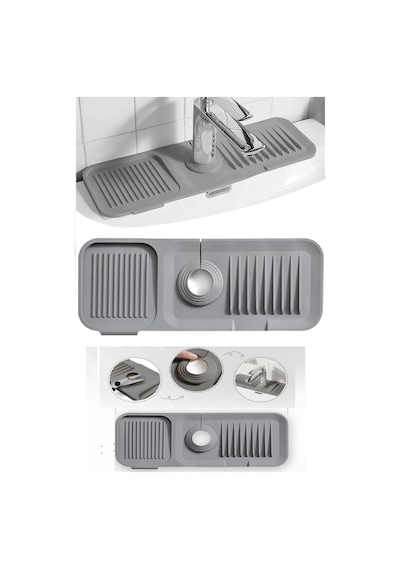 Elastik Mutfak Banyo Musluk Matı Düzenleyici Kaydırmaz Taban Organizer Labo Kenar Matı Çok Renkli