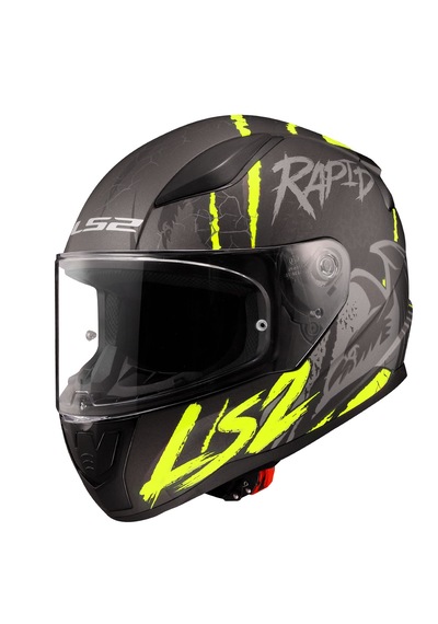 Ls2 Rapıd 2 Raven Motosiklet Kaskı Gri - Mat Siyah - Neon Sarı
