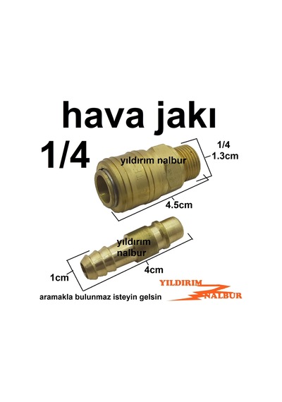Hava Jakı 1/4 Prinç Soketli Komprasör Hortum Aparatı Jak Sarı