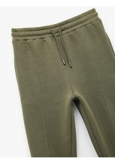 Koton Pamuklu Beli Lastikli Şardonlu Jogger Basic Eşofman Altı Haki 7wkb40023tk