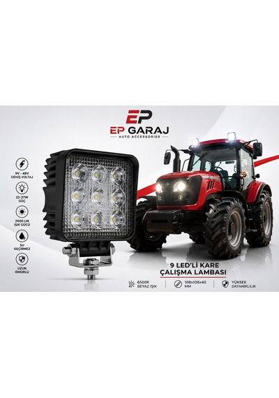 Nıken 9 Led Kare Çalışma Lambası Güçlü Aydınlatma 0