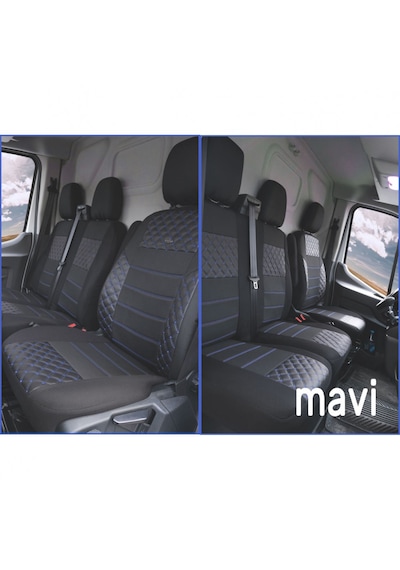 Ford Transit 2014- Ortopedik Oto Koltuk Kılıfı Ön 2+1 Mavi Dikiş