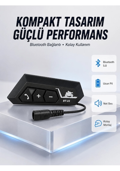 Mey İthalat Bt22 Motosiklet Kask İçi Bluetooth Kulaklık İnterkom Destekli Yeni Nesil