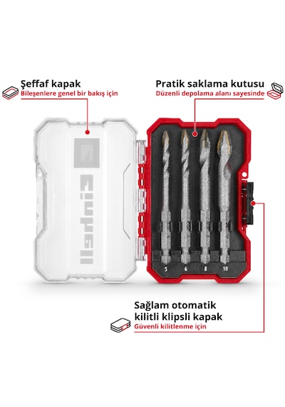 Einhell XS-CASE 4 Parça Seramik Ucu Seti - 49051404