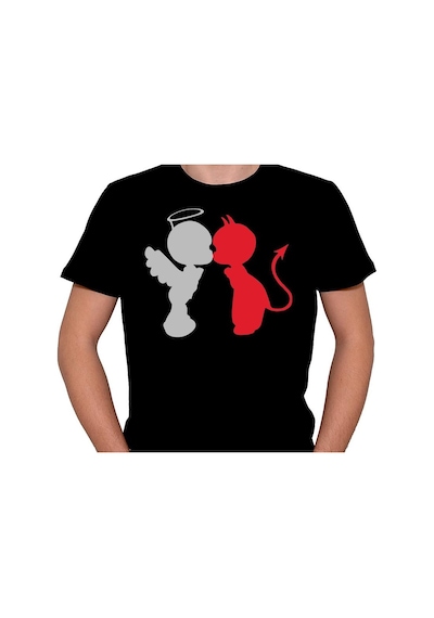 Angel Devil Love Şeytan Melek Aşkı İyilik Kötülük Tişört Unisex T-shirt 001