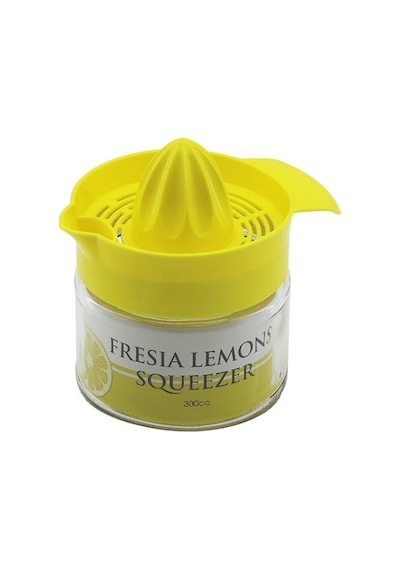 Qlux C-00135 Fresıa Limon Sıkacak 300cc Kulp Sade Cam Hazneli Sarı Plastik Sıkacak - 12'li Paket Diğer