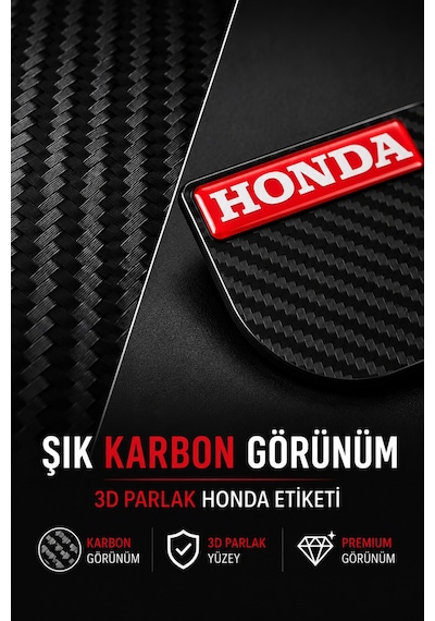 Honda Logolu Karbon Desenli Yan Ayna Yağmur Koruyucu Siperlik 2'li Set