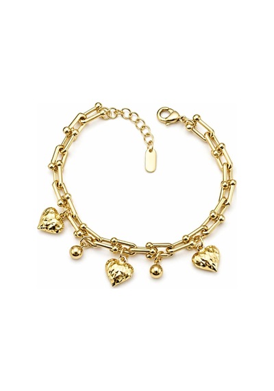 Gm Jewelry Kalp Charm Bileklik Gold Zincir Şık Kadın Model Altın