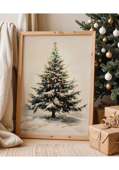 Çerçevesiz Poster Noel Ağacı Sanat