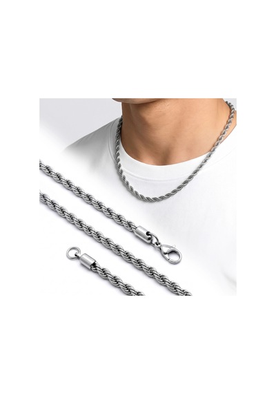 Moncuk Design Rope Halat Erkek Çelik Kolye 6mm 55cm Beyaz 3351eck033