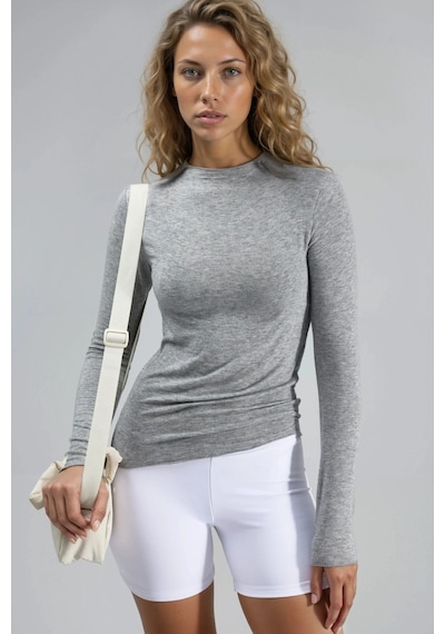 Hiccup Busem Uzun Kollu Slim Fit Bluz Açık Gri