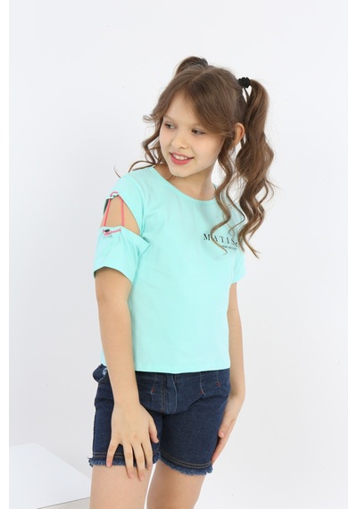 Toontoy Kids Toontoy Kız Çocuk Matısse Baskılı Tişört Mint Yeşili