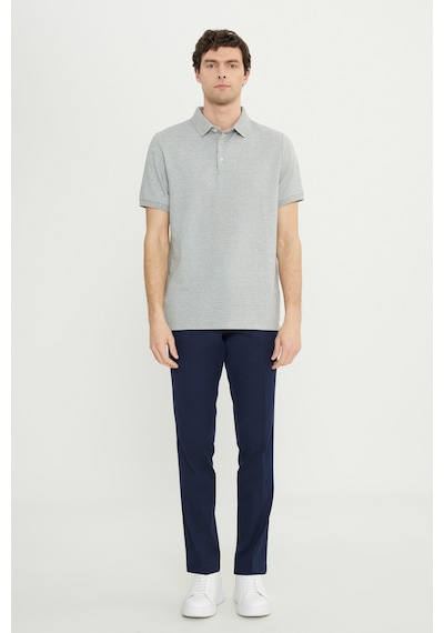 AC&Co / Altınyıldız Classics Erkek Beyaz Pamuklu Comfort Fit Rahat Kesim Polo Yaka Jakarlı Tişört Beyaz