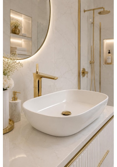 Fontana Fk-5122 Mat Altın Yüksek Lavabo Bataryası Modern Şık Tasarım Gold Lavabo Bataryası