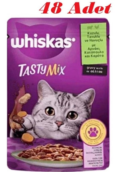 Whiskas Pouch Tastymix Kuzu & Tavuk & Havuçlu Yetişkin Kedi Maması 85 Gr 48 Adet