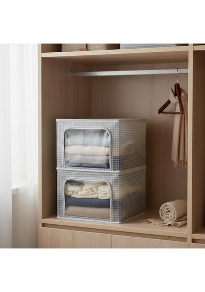 Çelik Destekli Katlanabilir Şeffaf Pvc Dolap Düzenleyici - 38x48x28 Cm Baza İçi Ve Kıyafet Saklama Hurcu Organizer Çok Renkli