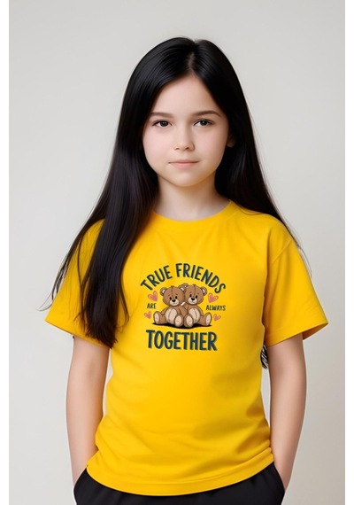 Panios Kids True Friends Baskılı Kız Çocuk Tişört Ve Eşofman Alt-üst Takım Sarı