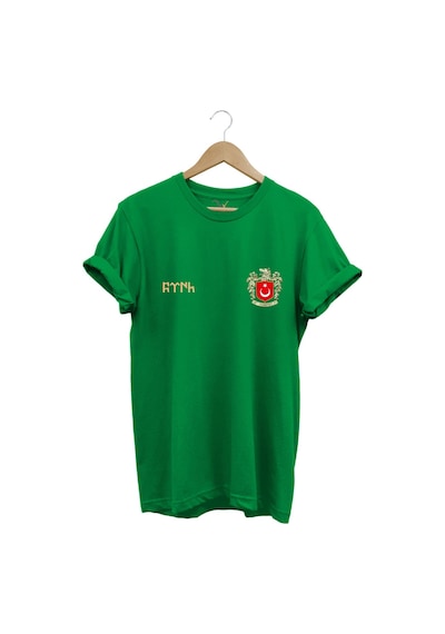 Türk Bozkurt Baskılı Bozkurt Sembolü Türkiye Ve Türk Bayrağı Kurt Regular Fit %100 Pamuk T-shirt Yeşil