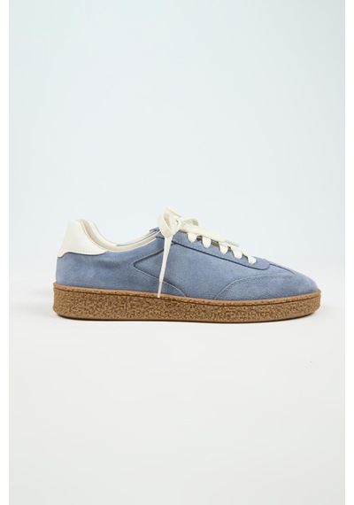 Krahe Palminteri 2 Erkek Hakiki Deri Bağcıklı Mavi-ekru Sneakers