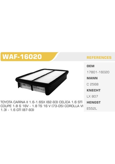 WINKEL WAF-16020 WINKEL HAVA FİLTRESİ CORONA AT171 AT181 88-91  1