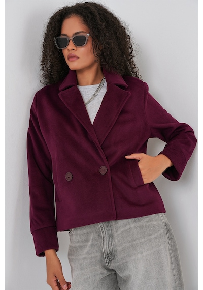 Bigdart Kadın Kısa Kaşe Ceket 0725 - Bordo