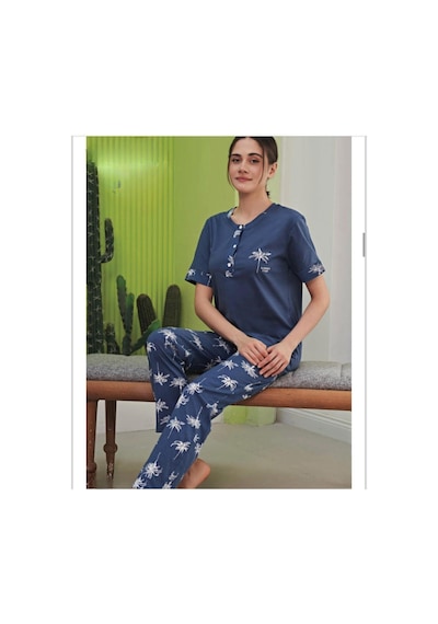 Miss Klein Kadın Büyük Beden Düğme Yaka Pamuklu Likralı Kısa Kol Pijama Takımı 1135 - 1 Adet İndigo Miss Klein Kadın Büyük Beden Düğme Yaka Pamuklu Likralı Kısa Kol Pijama Takımı 1135 - 1 Adet İndigo