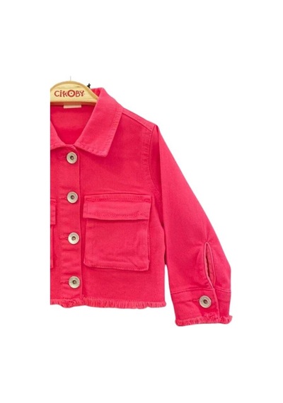 Çikoby Kız Çocuk Kot Ceket-15762 Fuşya