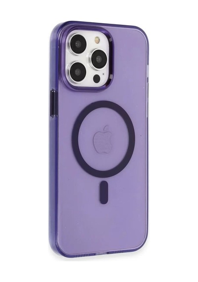 Apple İphone 14 Pro Kılıf Tron Şeffaf Magsafe Kapak - Derin Mor