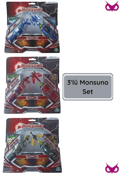 Monsuno Lisanslı Vs 2 Li Fusion Figür 3'lü Set Lock & Evo / Driftblade & Black Buııet / Backslash & Shadowhornet Tek Beden
