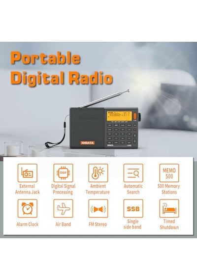Ayrex Xhdata D-808 Taşınabilir Dijital Radyo Ukw Stereo/kw/mw/lw Ssb Rds Air Band Multi-band-radio Hoparlör İle Lcd-g