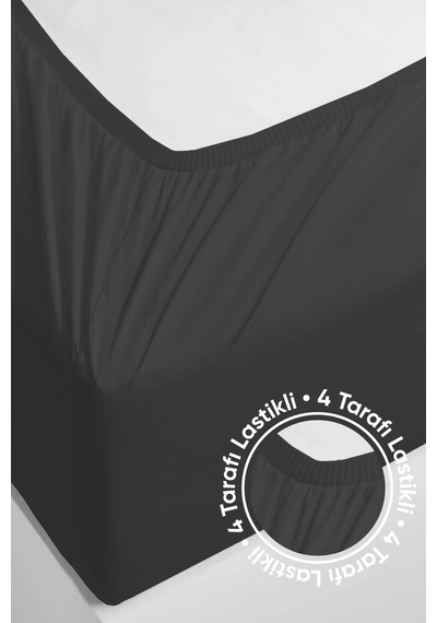 Penye Lastikli Çarşaf Pamuklu Jersey Tek Kişilik 100x200cm Antrasit Antrasit