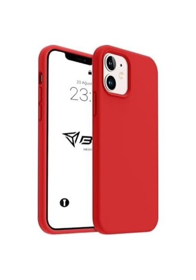 İphone Kılıf İnce Sıvı Silikon 3 Katmanlı Tam Kaplamalı Yumuşak Jel Kauçuk Kılıf Kapak Açık Kırmızı, İphone 11