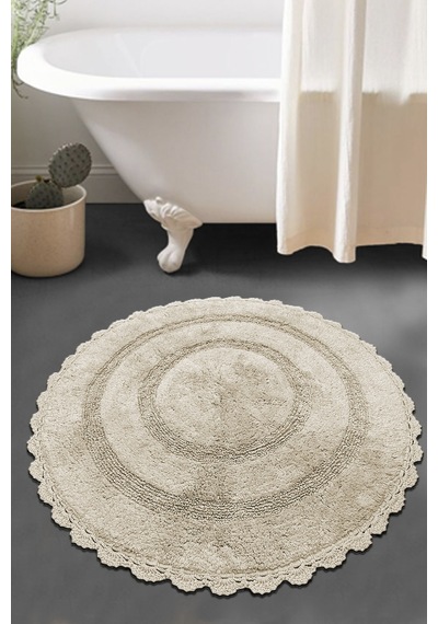 Monre Bej Çap %100 Pamuklu 100x100 Cm Banyo Paspas Seti Renkli