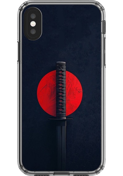 Apple Uyumlu iPhone Xs Max Şeffaf Kılıf Samuray Kılıcı Tasarımlı