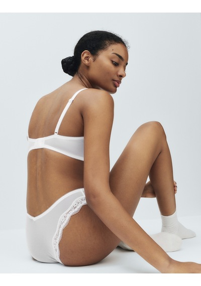 Marks & Spencer Jasmine Dantel Detaylı Balenli Demi Cup Sütyen T33002403 Beyaz