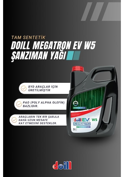 Doill Megatron Ev W5 Byd Elektrikli Araçlar İçin Tam Sentetik Pao Şanzıman Yağı 3 L