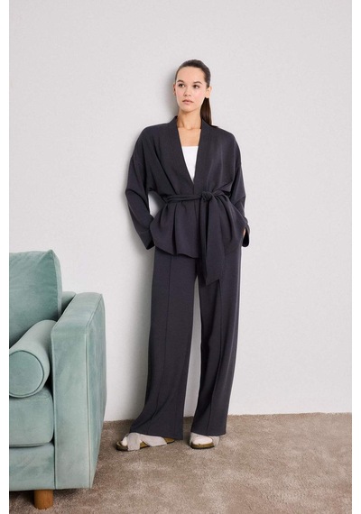 Defacto Modal Kimono Ceket-fall İn Love Loungewear G0003ax25wnar210 Antrasit