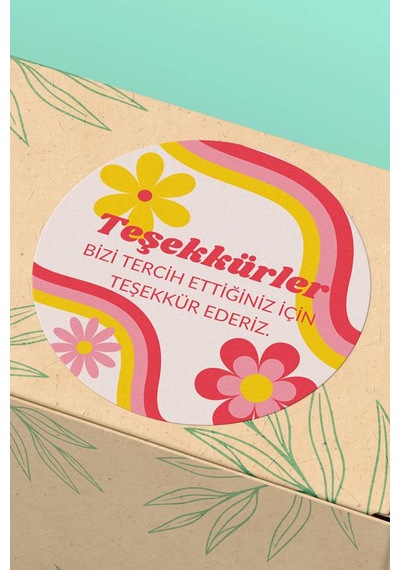 Thank You Renkli Yuvarlak Teşekkür Etiketi Sticker 3x3cm St2075 Çok Renkli