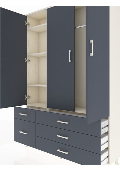 Arges Dolap 5 Raflı 5 Çekmeceli Tek Askılı 132x30x195 Aytaşı-antrasit/antrasit Antrasıt/antrasıt Arges Dolap 5 Raflı 5 Çekmeceli Tek Askılı 132x30x195 Aytaşı-antrasit/antrasit Antrasıt/antrasıt