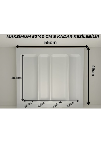 55x49 Cm. Beyaz Kaşıklık Ve Kepçelik 2'li Set 51x41 Cm'e Kadar Kesilebilir - 55x49byz-set Beyaz