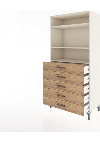 Hyperion Dolap 3 Raflı 5 Çekmeceli 88x44x182 Aytaşı-çam Aytaşı