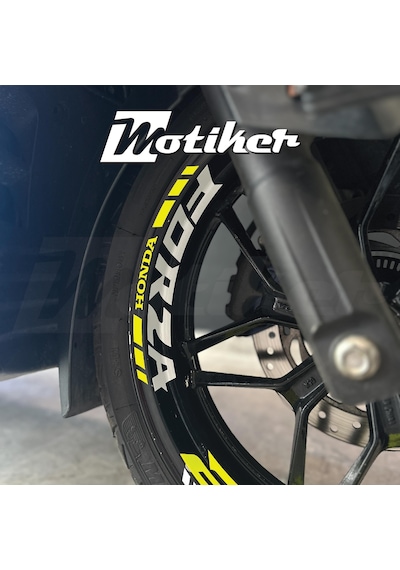 Honda Forza 250 Jant İç & Dış Neon Sarı Ve Beyaz Sticker Etiket M