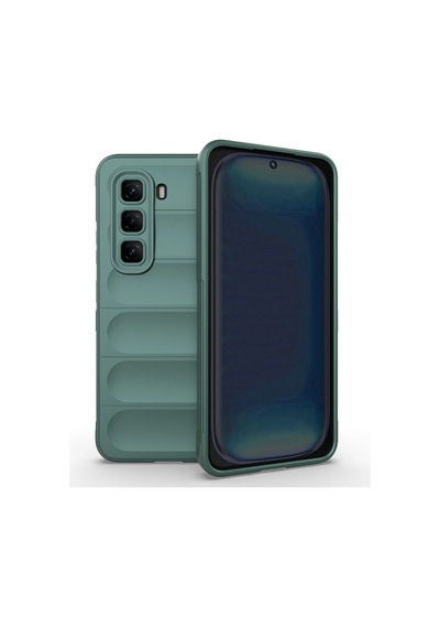 İnfinix Hot 50 Pro 4g Kılıf Esnek Tpu Oyuklu Arka Yüzey Tasarımlı Zore Etnik Silikon Kapak Koyu Yeşil