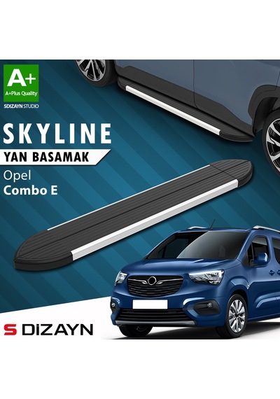 S-dizayn Opel Combo E Kısa Şase Skyline Aluminyum Yan Basamak 203 Cm 2018 Üzeri A+ Kalite