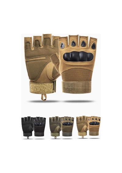 Estactical Unisex Yarım Parmak Korumalı Taktik Outdoor Eldiven - Bej, 2xl Beden Bej - 216909627 Bej