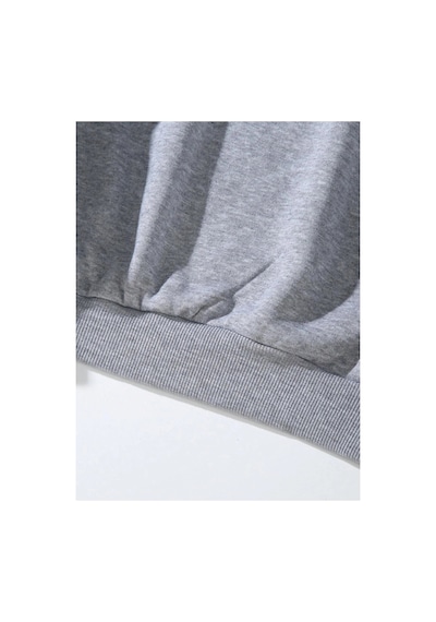 Tarzsokak American Flag & Letter Graphic Lined Sweatshirt Gri